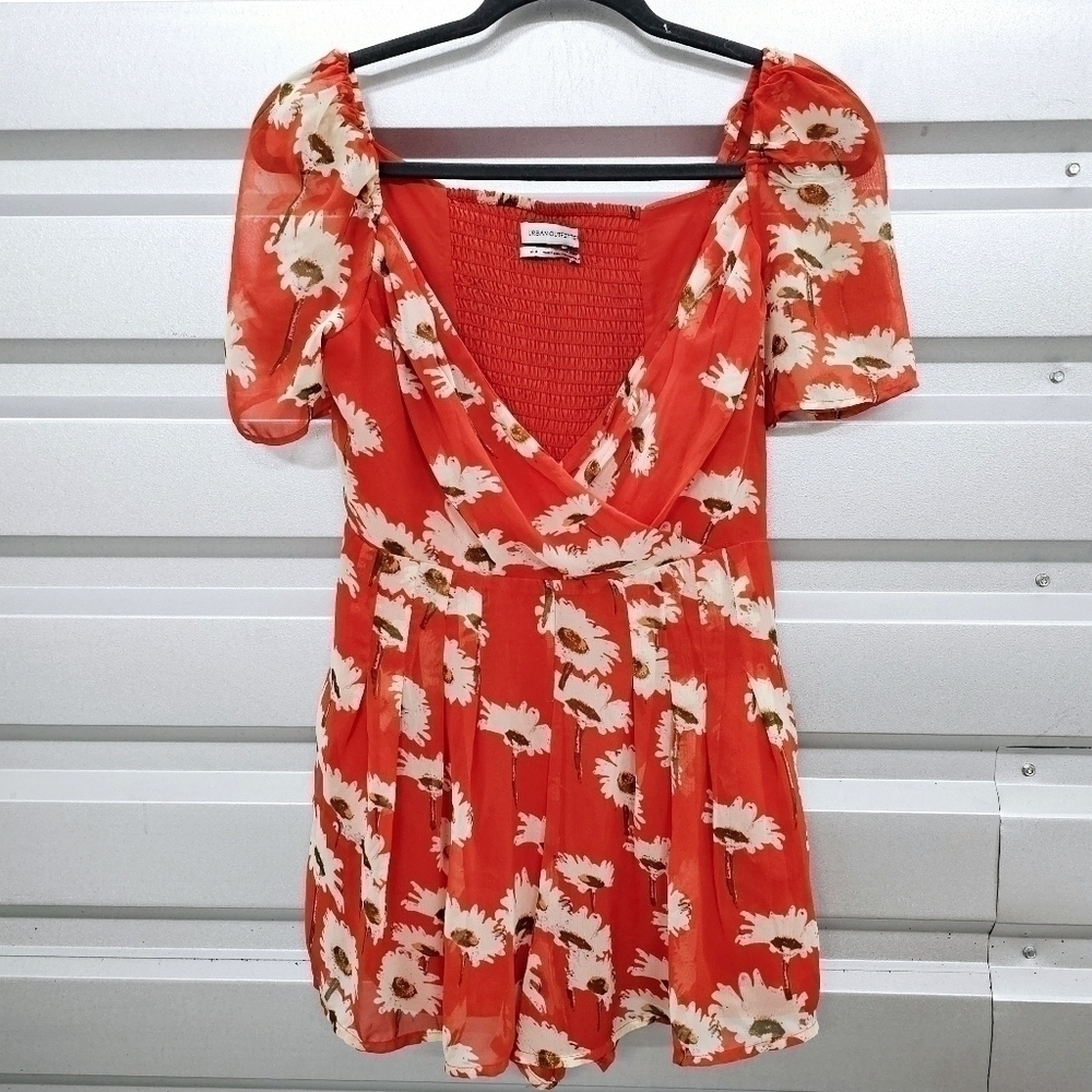 Urban Outfitters Orange/Red Floral Romper